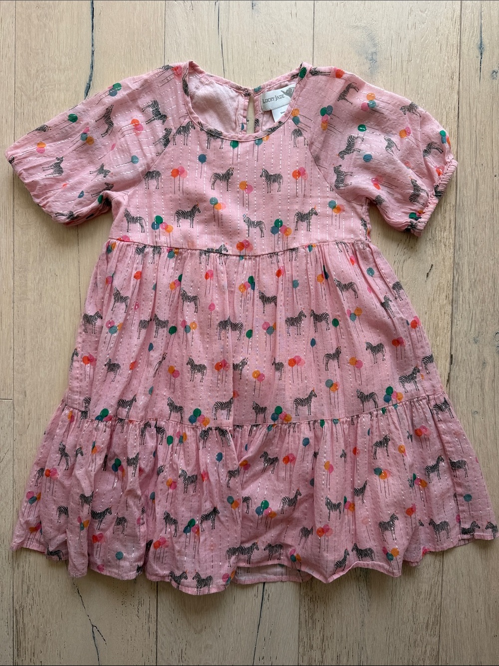 Lucky Jade Pink Zebra & Balloon Tiered Dress
